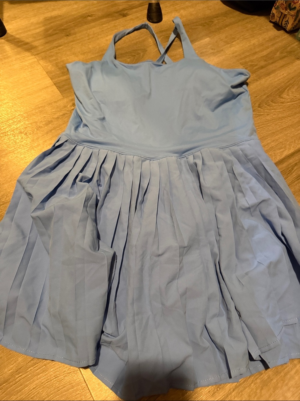 All In Motion Pleated Light Blue Dress